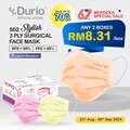 Durio 502 Stylish 3 Ply Surgical Face Mask- (50pcs)